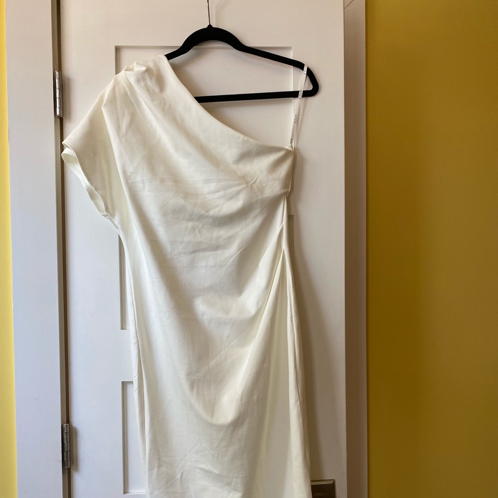 Petal + Pup White One Shouldered Dress